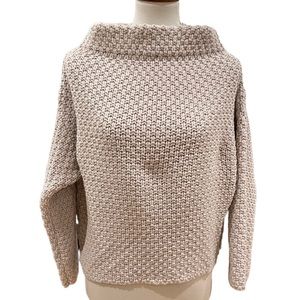 Circolo 100% Wool Tan Textured Cowl Neck Sweater Sz S